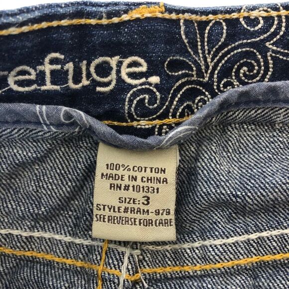Refuge Y2K Micro mini-Jean distressed Skirt Blue Denim size 3 - Picture 10 of 13
